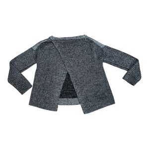 Brochu Walker  Linen Wool Two-Tone Bakc Slit Back Gray Sweater XS - M